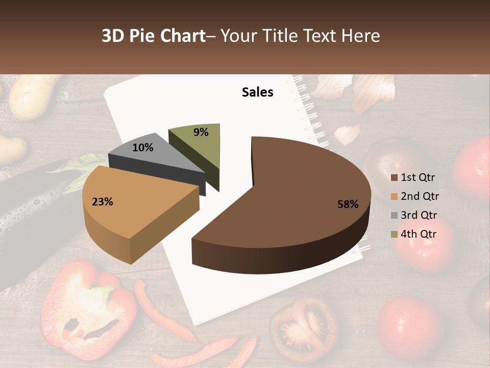 A Table With A Notebook And Vegetables On It PowerPoint Template