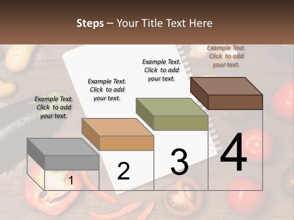 A Table With A Notebook And Vegetables On It PowerPoint Template