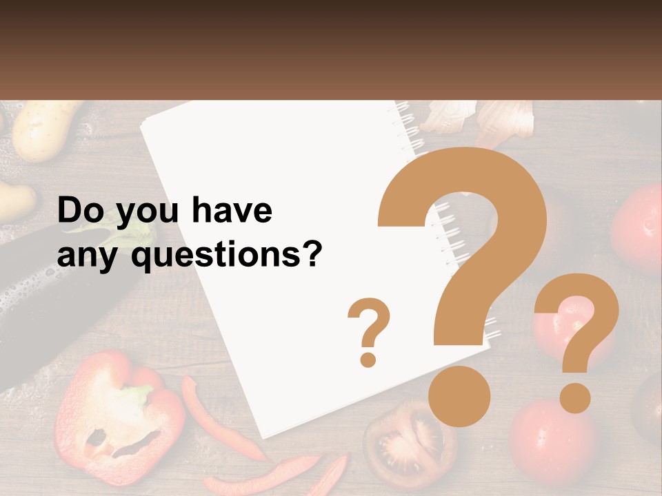 A Table With A Notebook And Vegetables On It PowerPoint Template