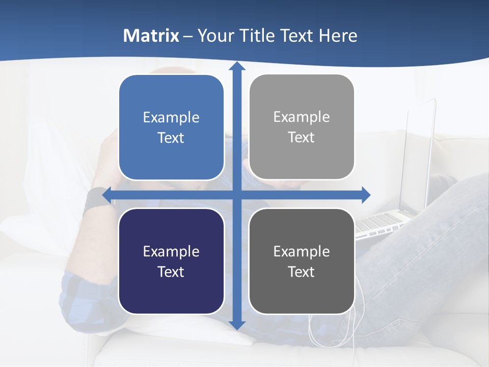 A Man Sitting On A Couch Talking On A Cell Phone PowerPoint Template