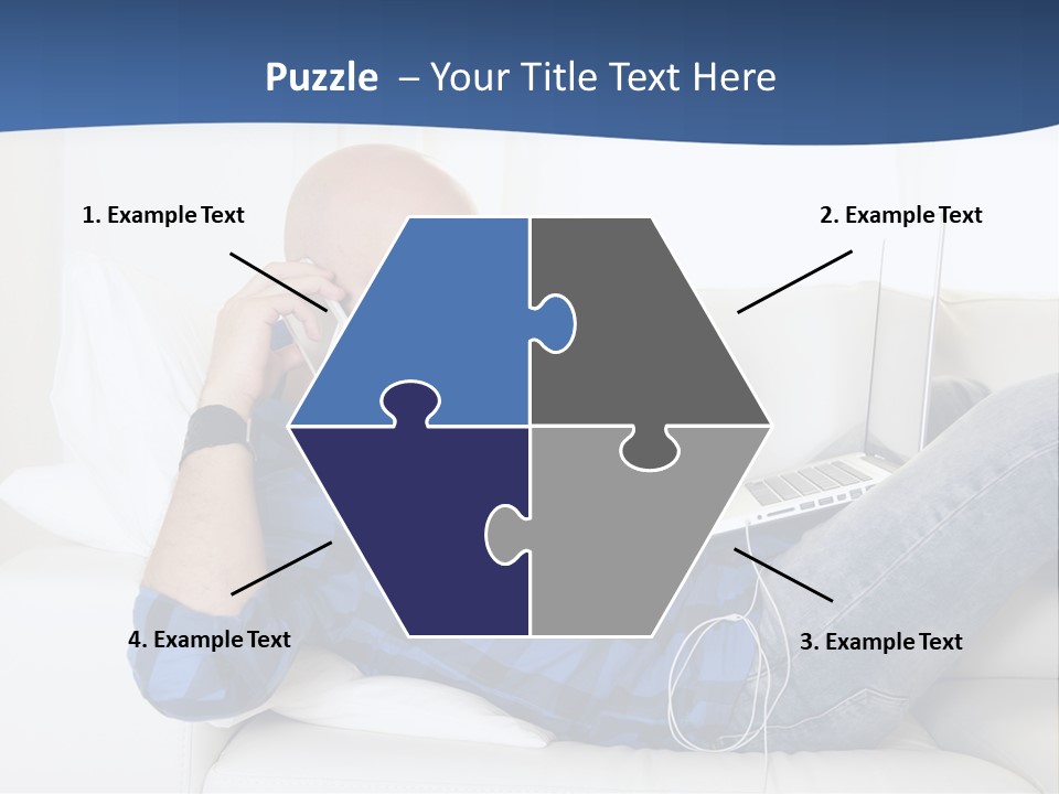 A Man Sitting On A Couch Talking On A Cell Phone PowerPoint Template