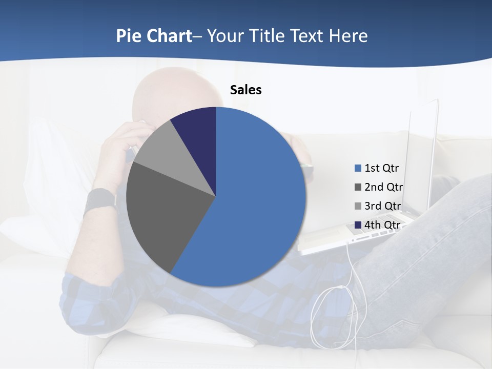A Man Sitting On A Couch Talking On A Cell Phone PowerPoint Template