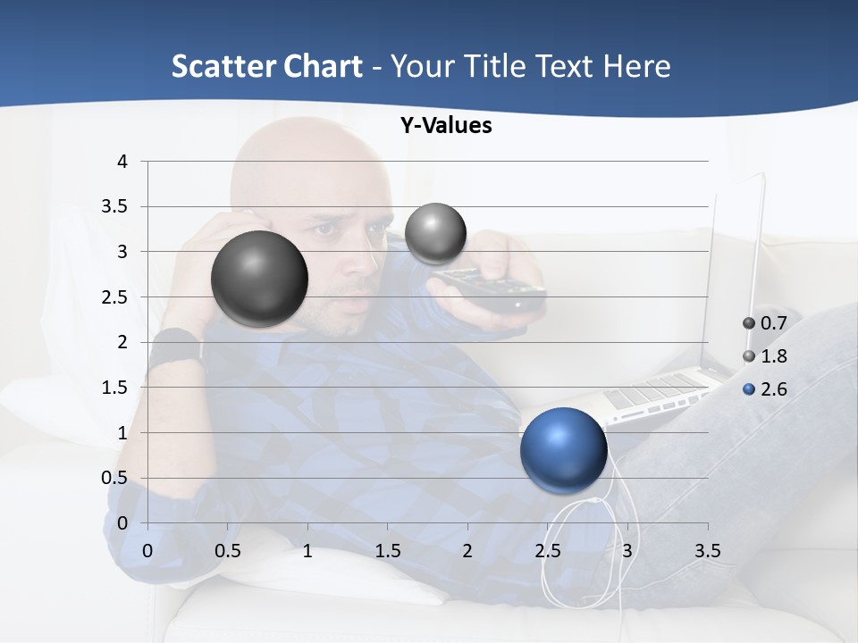 A Man Sitting On A Couch Talking On A Cell Phone PowerPoint Template