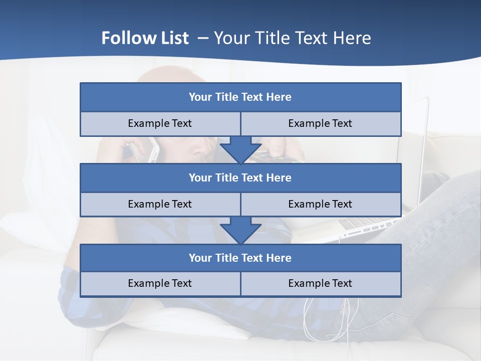 A Man Sitting On A Couch Talking On A Cell Phone PowerPoint Template