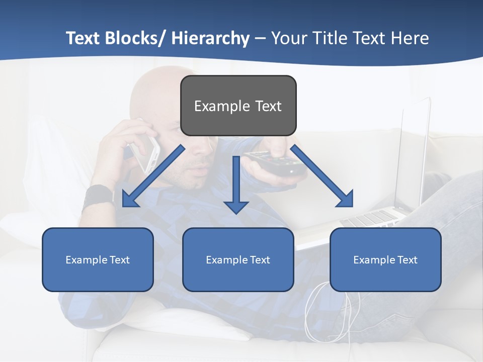 A Man Sitting On A Couch Talking On A Cell Phone PowerPoint Template