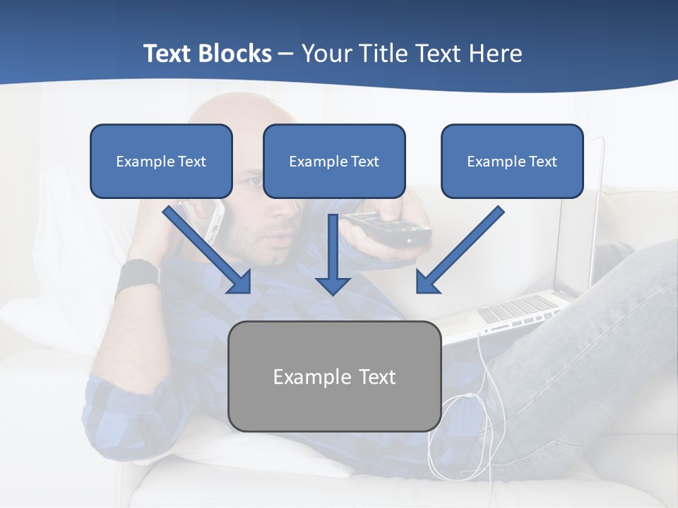 A Man Sitting On A Couch Talking On A Cell Phone PowerPoint Template