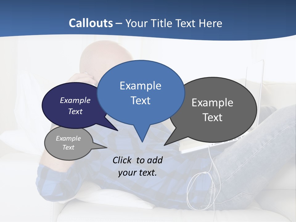 A Man Sitting On A Couch Talking On A Cell Phone PowerPoint Template