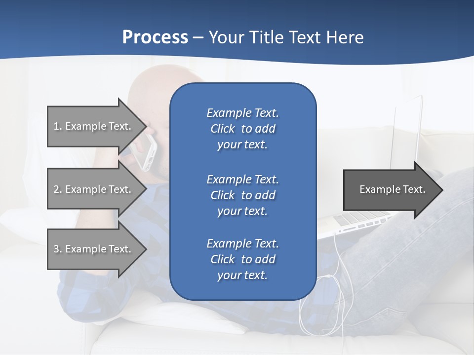 A Man Sitting On A Couch Talking On A Cell Phone PowerPoint Template