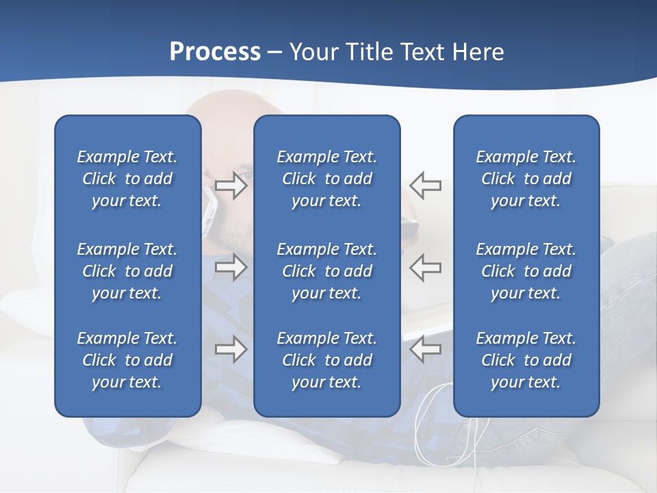 A Man Sitting On A Couch Talking On A Cell Phone PowerPoint Template
