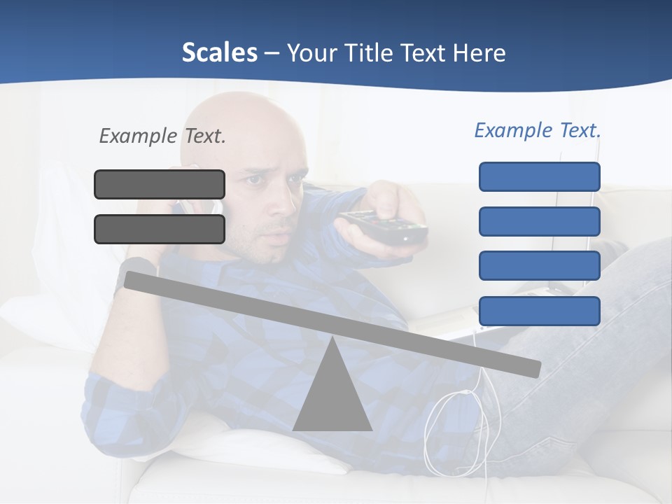 A Man Sitting On A Couch Talking On A Cell Phone PowerPoint Template