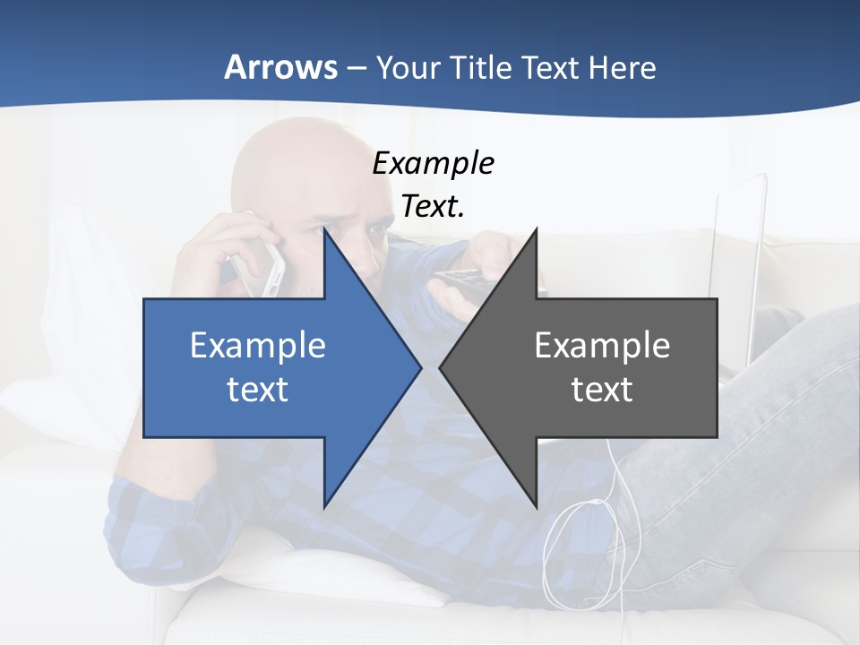 A Man Sitting On A Couch Talking On A Cell Phone PowerPoint Template