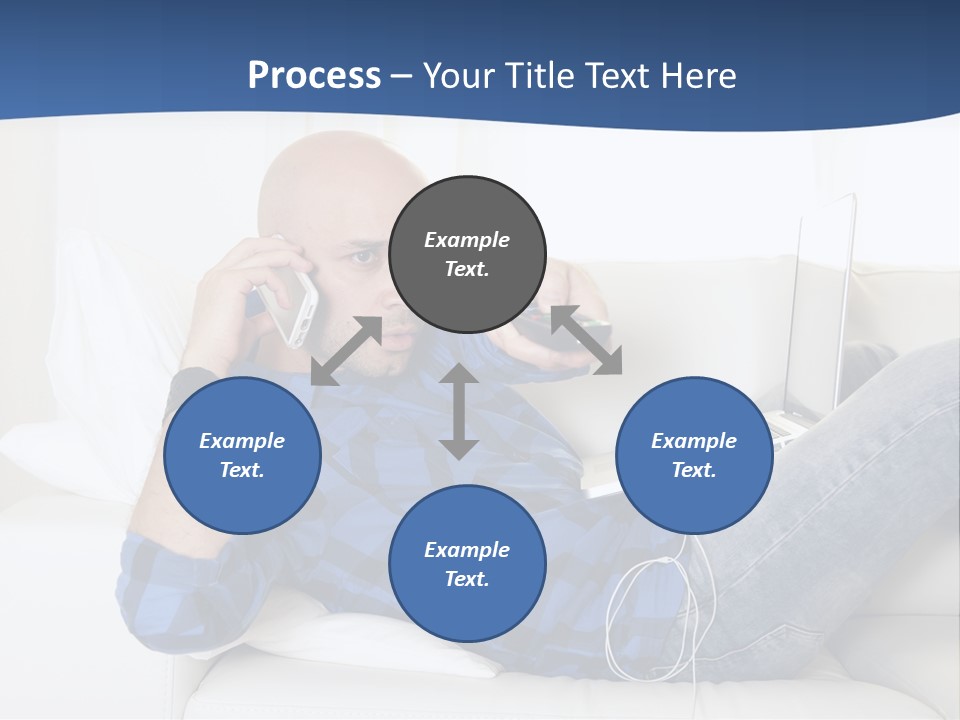 A Man Sitting On A Couch Talking On A Cell Phone PowerPoint Template