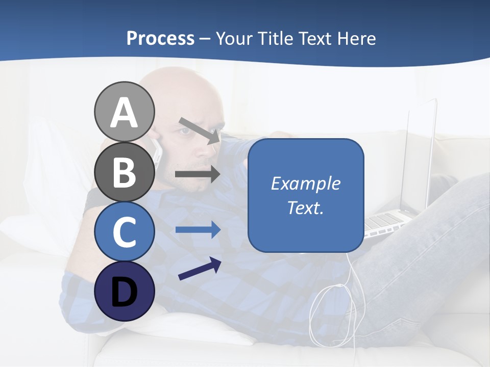 A Man Sitting On A Couch Talking On A Cell Phone PowerPoint Template