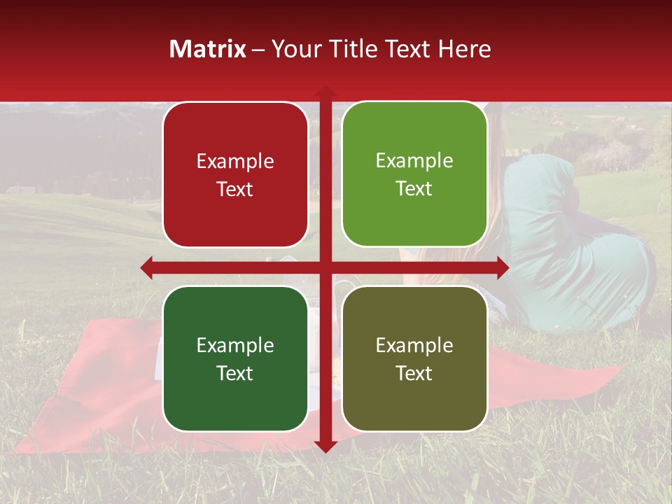 A Woman Sitting On Top Of A Blanket On Top Of A Lush Green Field PowerPoint Template