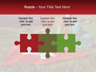 A Woman Sitting On Top Of A Blanket On Top Of A Lush Green Field PowerPoint Template