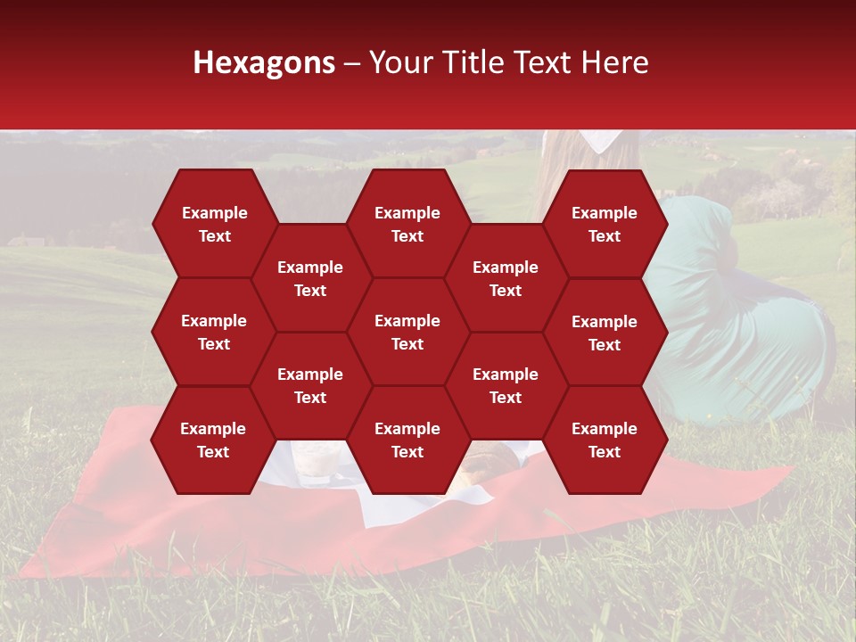 A Woman Sitting On Top Of A Blanket On Top Of A Lush Green Field PowerPoint Template