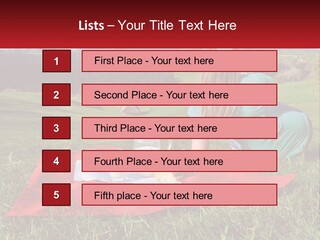 A Woman Sitting On Top Of A Blanket On Top Of A Lush Green Field PowerPoint Template