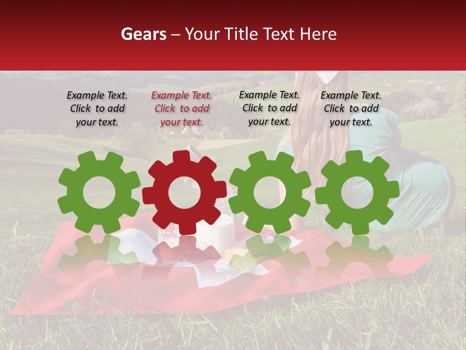 A Woman Sitting On Top Of A Blanket On Top Of A Lush Green Field PowerPoint Template