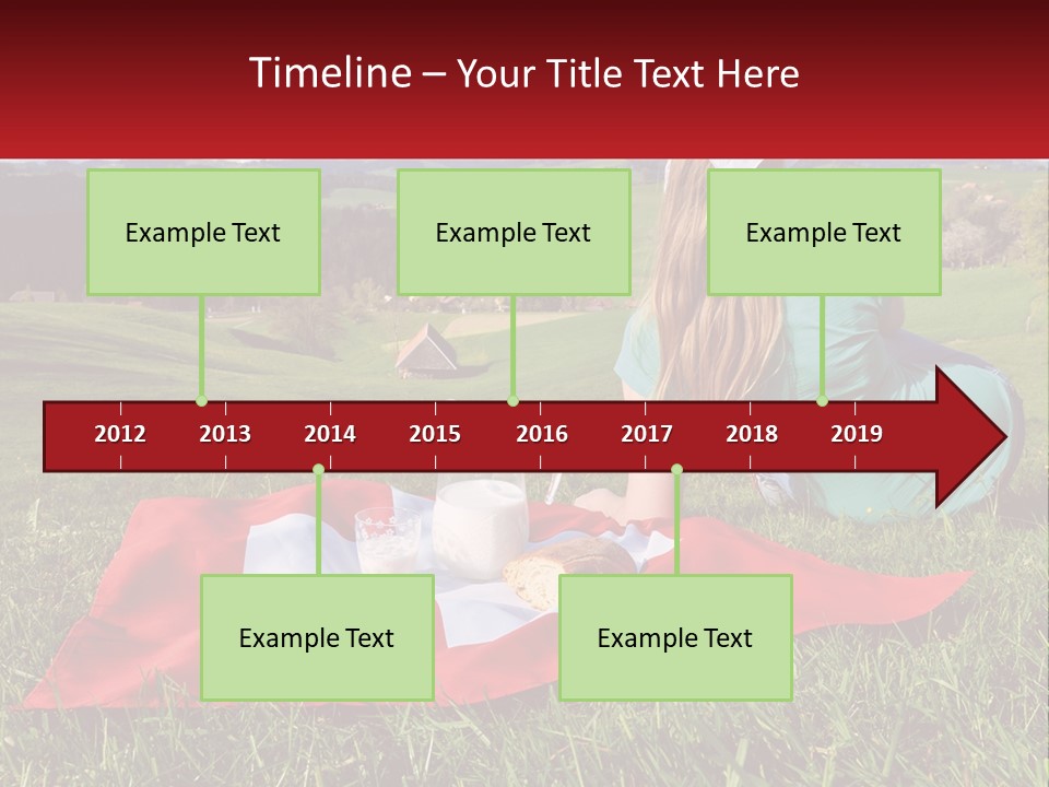 A Woman Sitting On Top Of A Blanket On Top Of A Lush Green Field PowerPoint Template