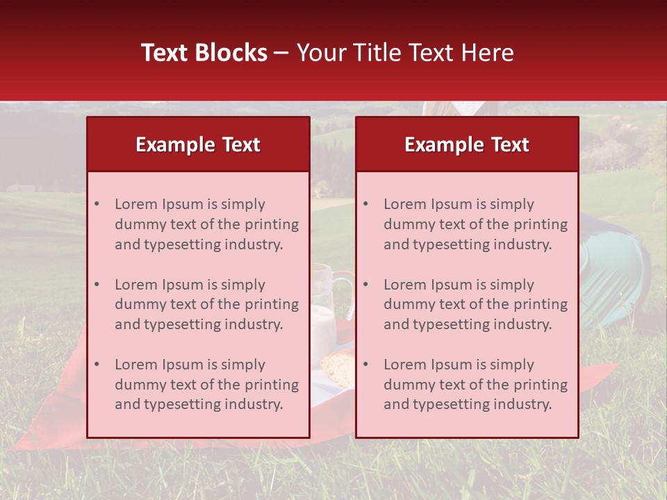 A Woman Sitting On Top Of A Blanket On Top Of A Lush Green Field PowerPoint Template