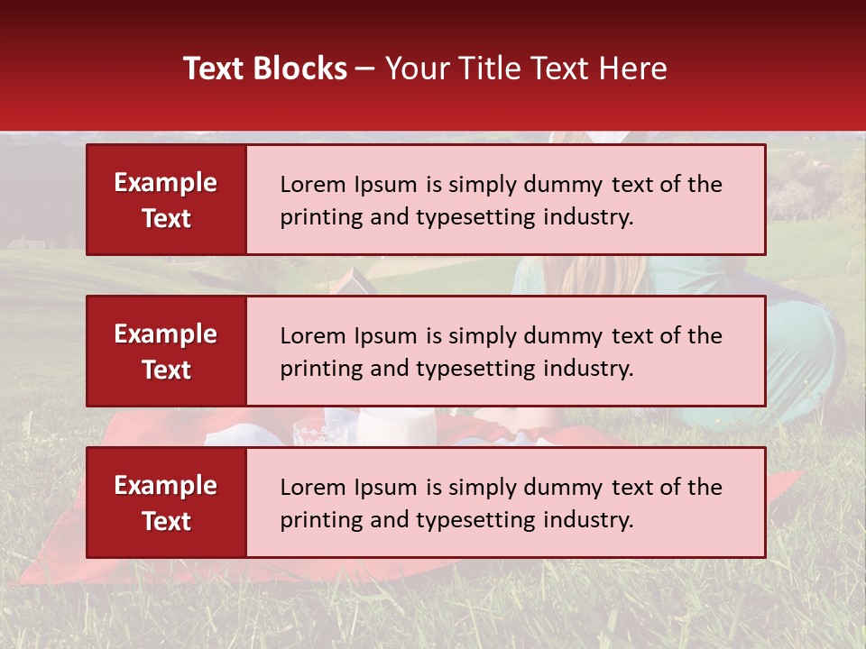 A Woman Sitting On Top Of A Blanket On Top Of A Lush Green Field PowerPoint Template