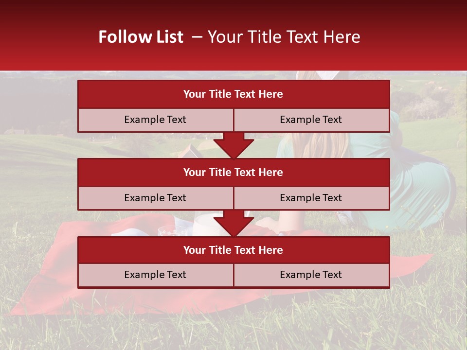 A Woman Sitting On Top Of A Blanket On Top Of A Lush Green Field PowerPoint Template