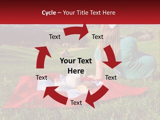 A Woman Sitting On Top Of A Blanket On Top Of A Lush Green Field PowerPoint Template