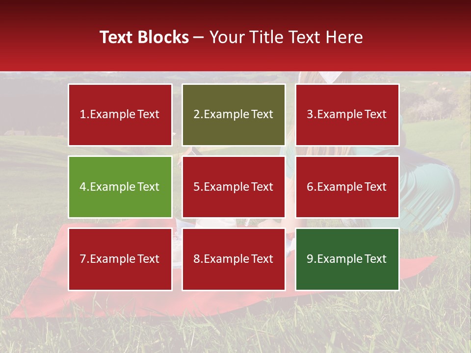 A Woman Sitting On Top Of A Blanket On Top Of A Lush Green Field PowerPoint Template