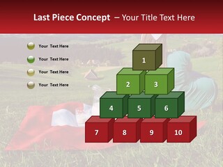 A Woman Sitting On Top Of A Blanket On Top Of A Lush Green Field PowerPoint Template