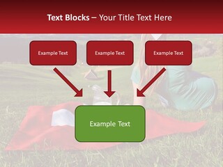 A Woman Sitting On Top Of A Blanket On Top Of A Lush Green Field PowerPoint Template