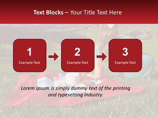 A Woman Sitting On Top Of A Blanket On Top Of A Lush Green Field PowerPoint Template