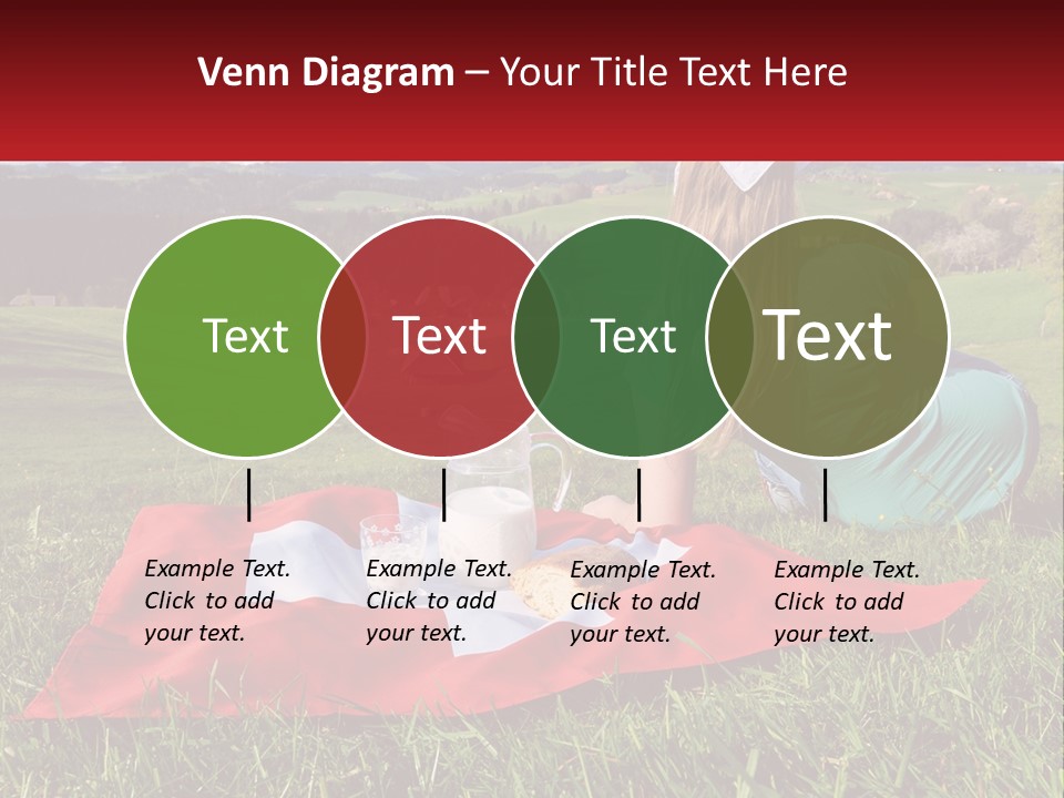 A Woman Sitting On Top Of A Blanket On Top Of A Lush Green Field PowerPoint Template