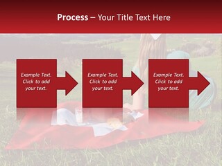 A Woman Sitting On Top Of A Blanket On Top Of A Lush Green Field PowerPoint Template