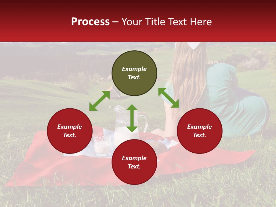 A Woman Sitting On Top Of A Blanket On Top Of A Lush Green Field PowerPoint Template