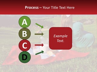 A Woman Sitting On Top Of A Blanket On Top Of A Lush Green Field PowerPoint Template