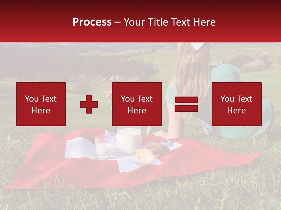 A Woman Sitting On Top Of A Blanket On Top Of A Lush Green Field PowerPoint Template