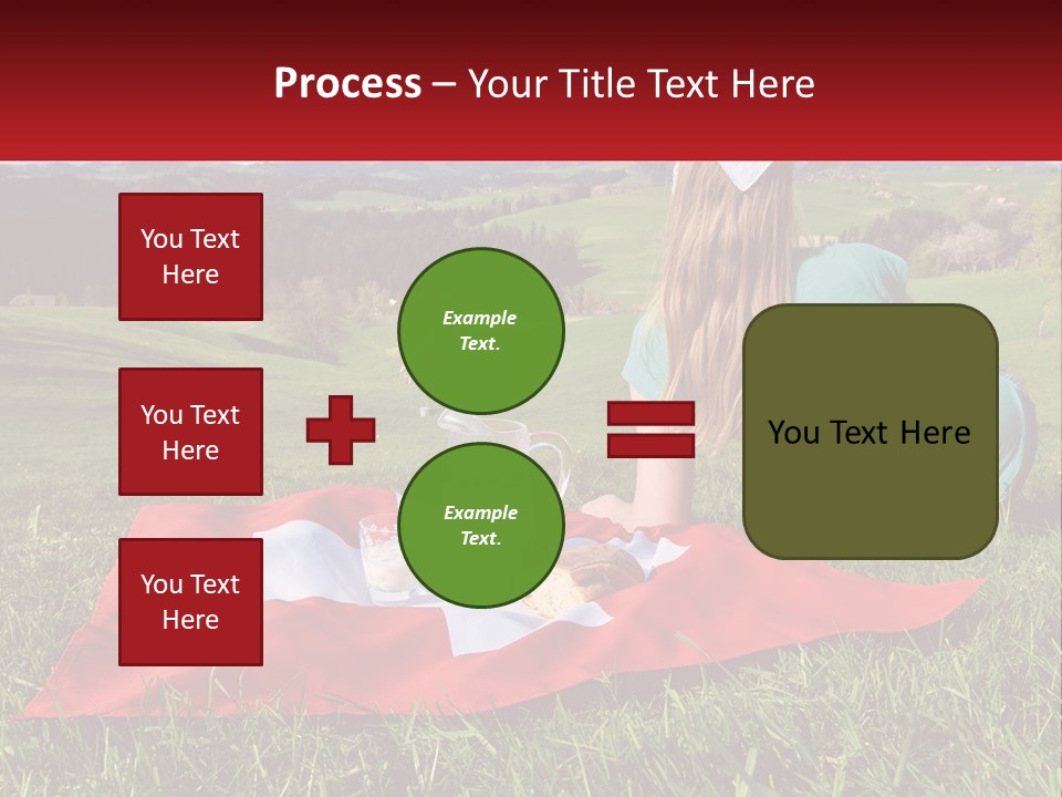 A Woman Sitting On Top Of A Blanket On Top Of A Lush Green Field PowerPoint Template