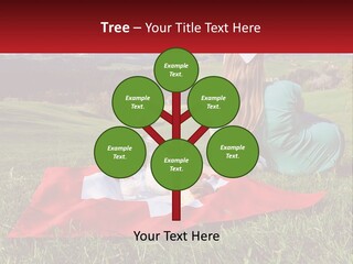 A Woman Sitting On Top Of A Blanket On Top Of A Lush Green Field PowerPoint Template