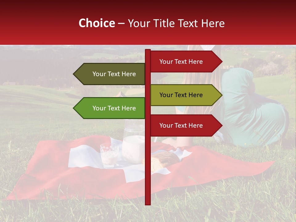 A Woman Sitting On Top Of A Blanket On Top Of A Lush Green Field PowerPoint Template