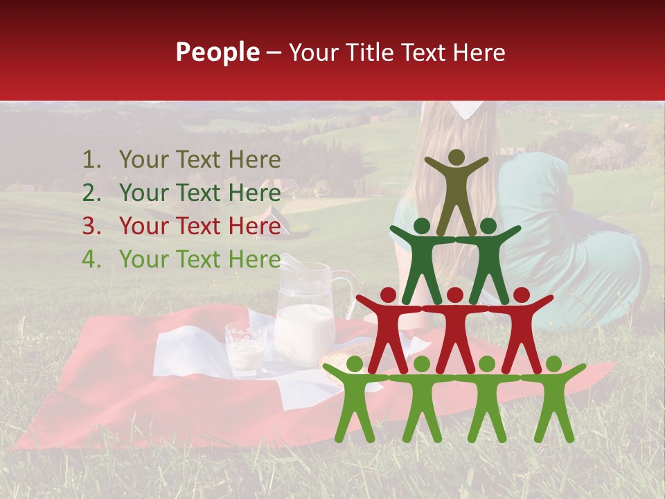 A Woman Sitting On Top Of A Blanket On Top Of A Lush Green Field PowerPoint Template