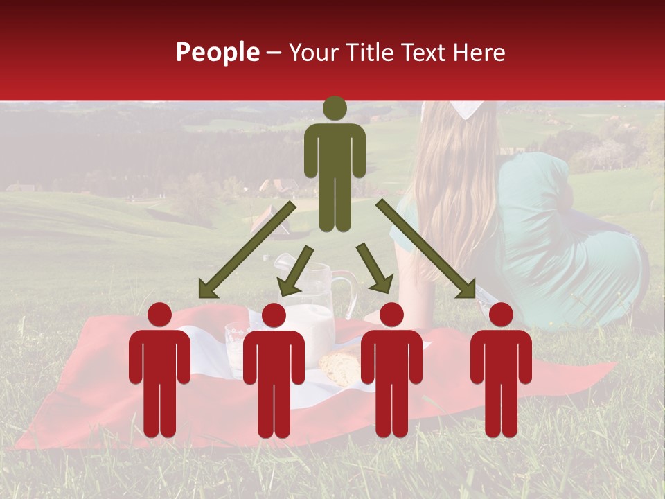 A Woman Sitting On Top Of A Blanket On Top Of A Lush Green Field PowerPoint Template