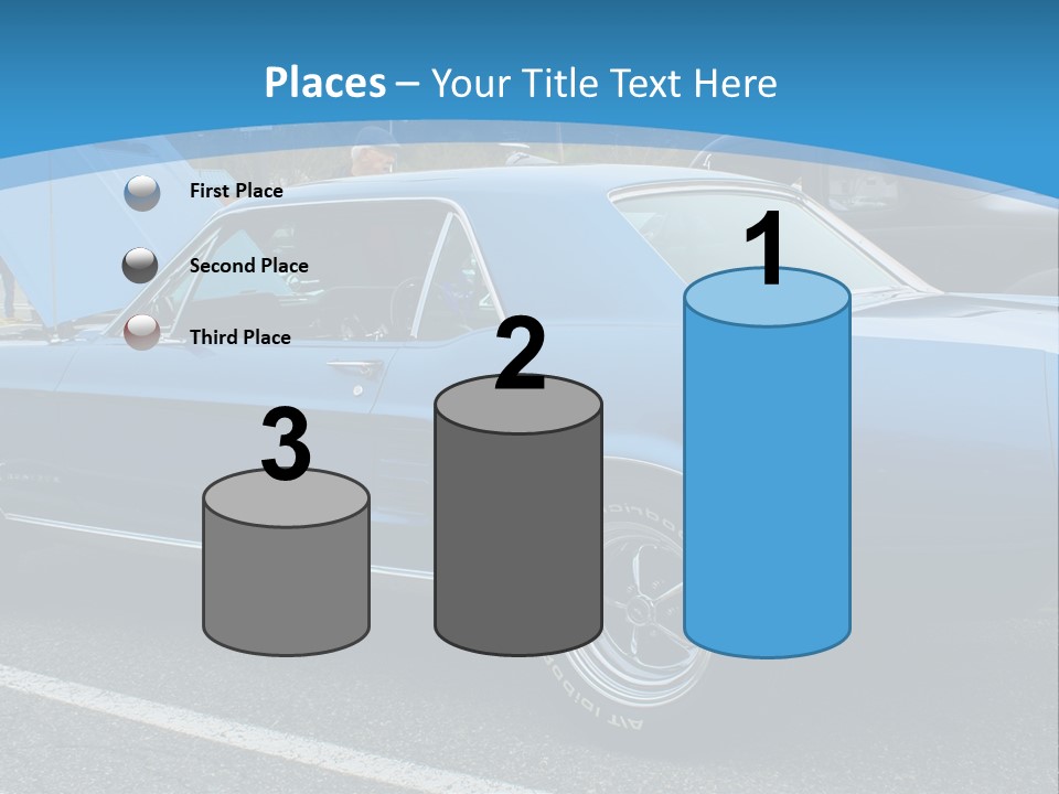 A Blue Car Is Parked In A Parking Lot PowerPoint Template