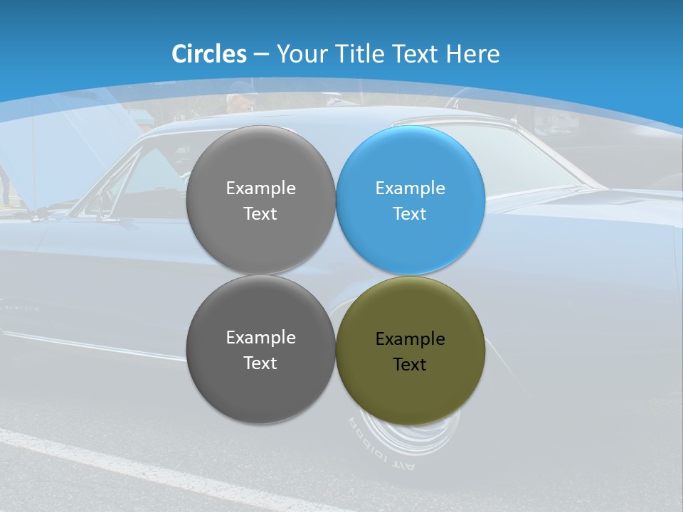 A Blue Car Is Parked In A Parking Lot PowerPoint Template