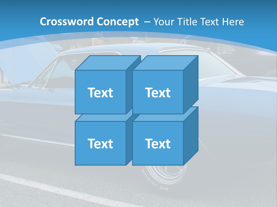 A Blue Car Is Parked In A Parking Lot PowerPoint Template
