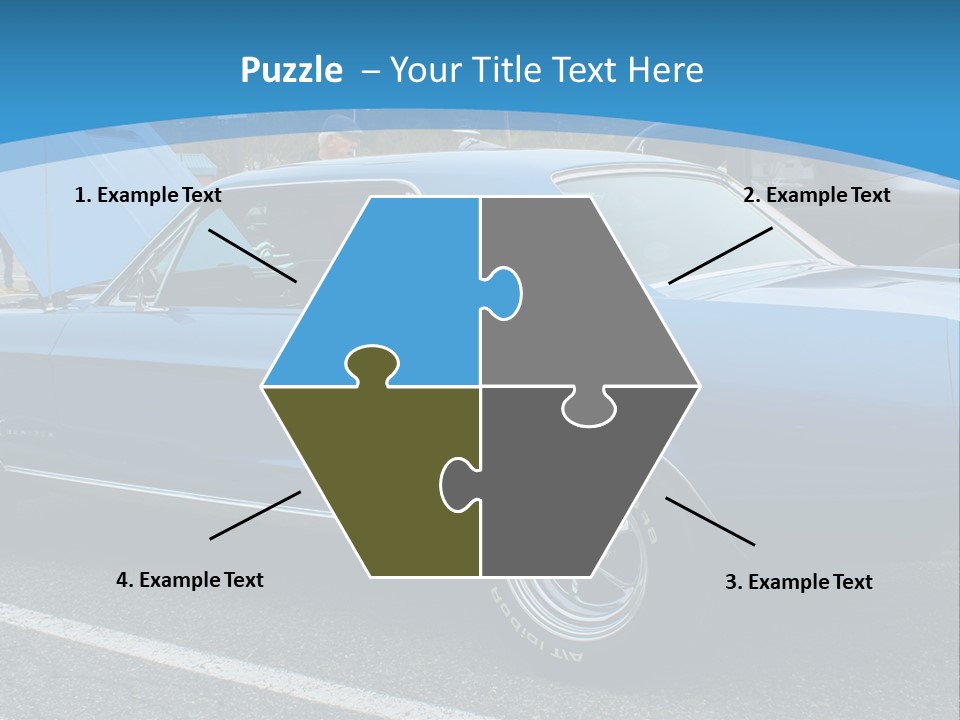 A Blue Car Is Parked In A Parking Lot PowerPoint Template