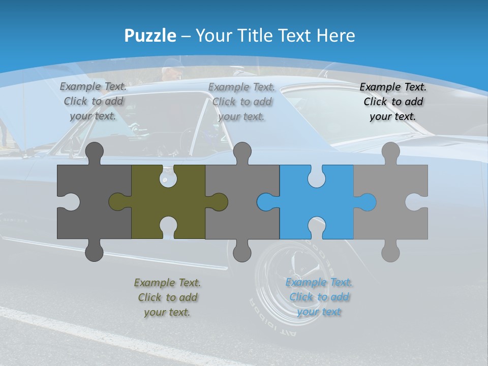 A Blue Car Is Parked In A Parking Lot PowerPoint Template