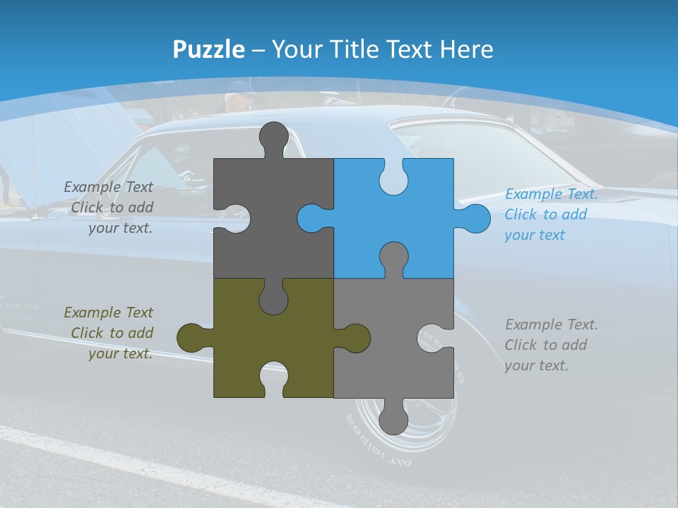 A Blue Car Is Parked In A Parking Lot PowerPoint Template