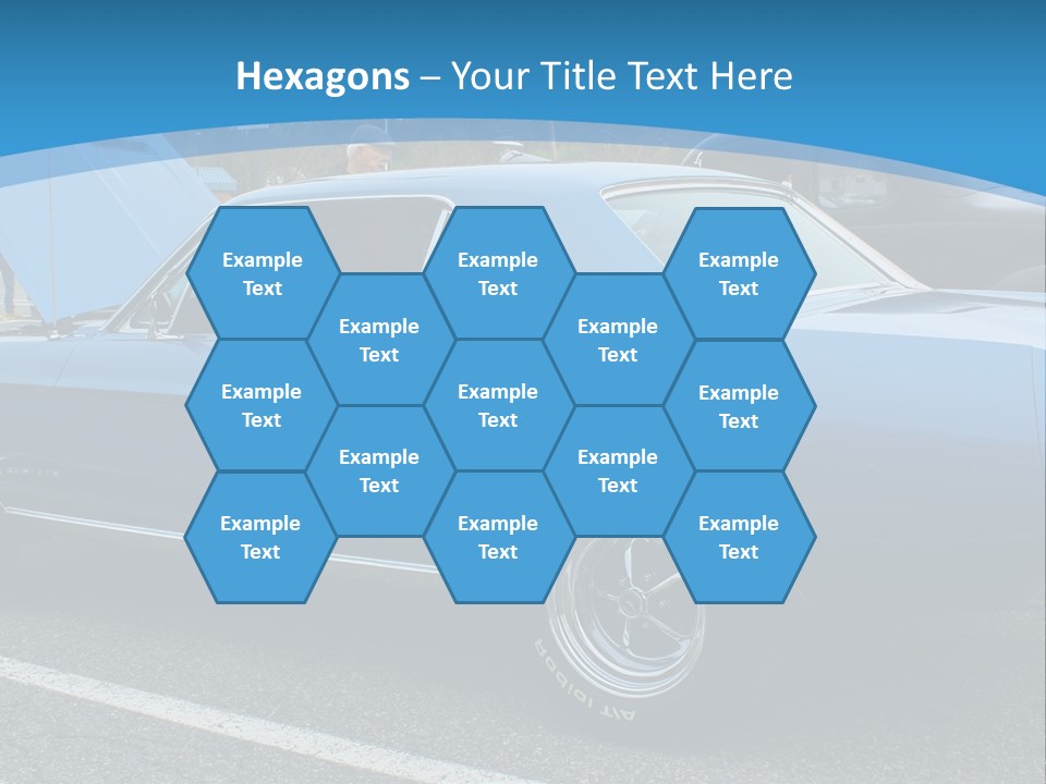 A Blue Car Is Parked In A Parking Lot PowerPoint Template