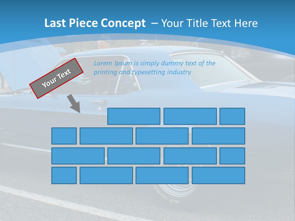 A Blue Car Is Parked In A Parking Lot PowerPoint Template