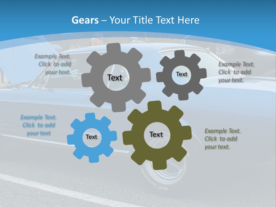 A Blue Car Is Parked In A Parking Lot PowerPoint Template